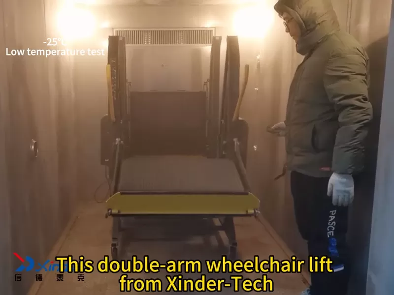 이 더블 암 휠체어 리프트 저온 작업 조건 테스트